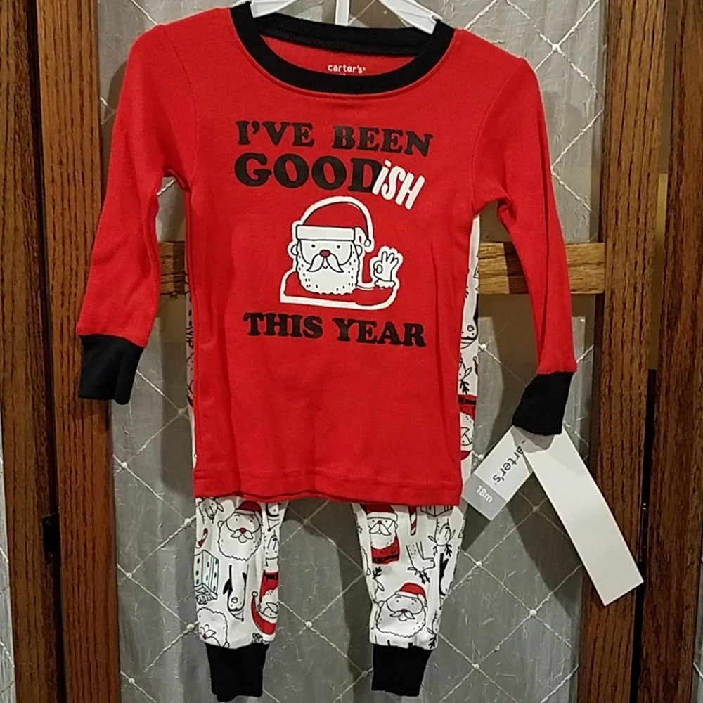 Carter's Christmas Santa Pajamas Toddler 18 months Boy Girl Pants Top Holiday